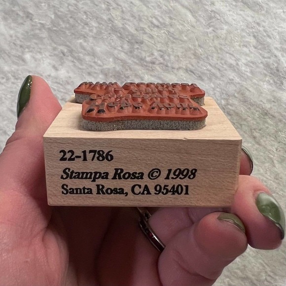 Stampa Rosa Vintage 1998 & 1999 Lot of 2 Christmas Sayings Wood & Rubber Stamps - Picture 5 of 7